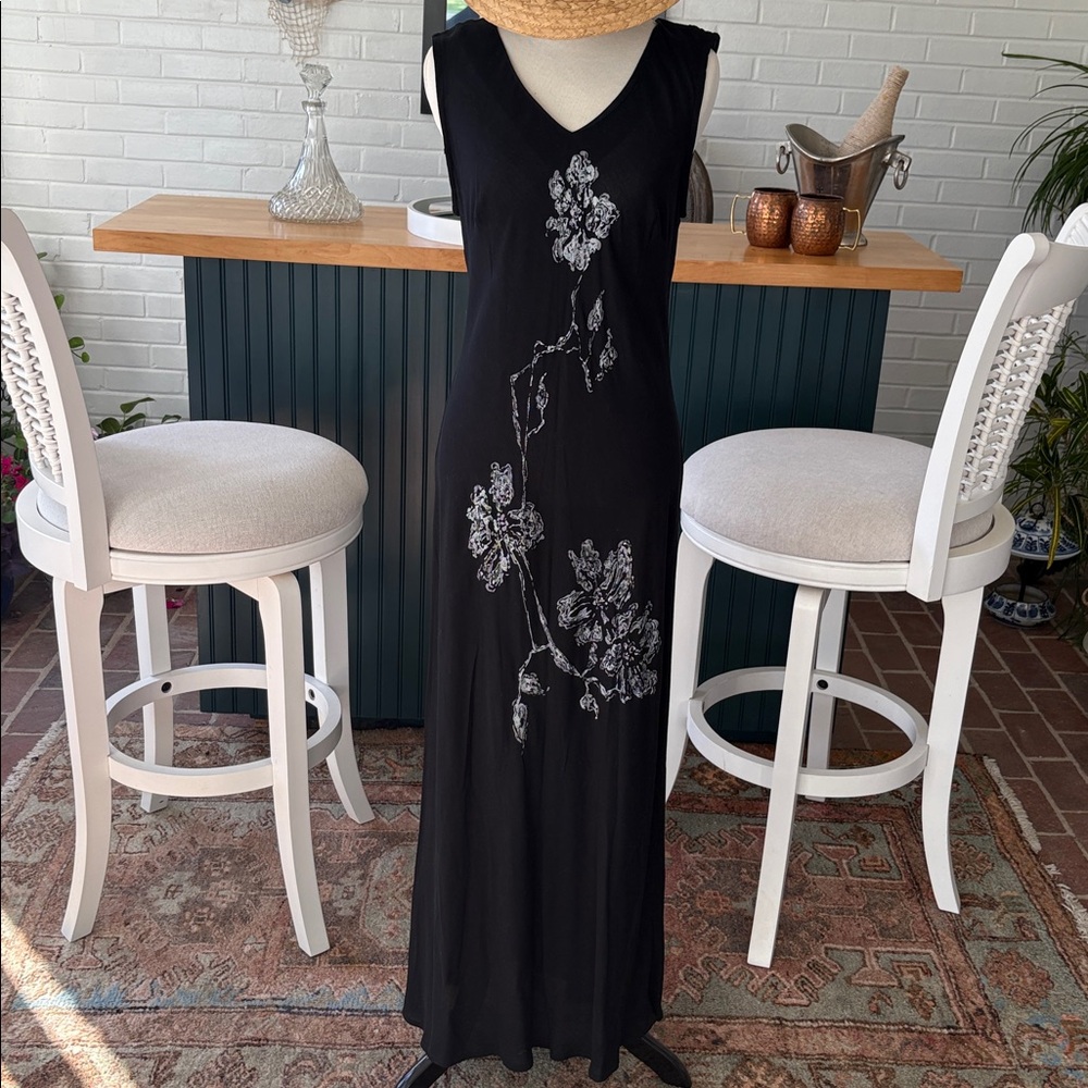 Carole Little Unique Vintage Black and White Floral Maxi Dress - Picture 7 of 15
